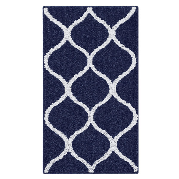 Charlton Home® Hershman Performance Blue/White Rug & Reviews Wayfair